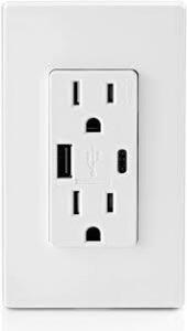 DESCRIPTION: (4) USB IN-WALL TYPE A/TYPE C BRAND/MODEL: LEVITON #T5633-BW INFORMATION: WHITE RETAIL$: 46.07 EA QTY: 4