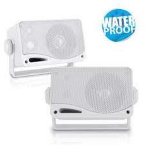 DESCRIPTION: (1) 200 WATT 3-WAY OUTDOOR MINI BOX SPEAKER SYSTEM WHITE BRAND/MODEL: PYLE -PLMR24 RETAIL$: 90.99 QTY: 1