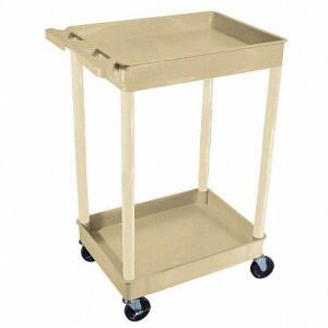 DESCRIPTION: (1) 2-SHELF TUB CART WITH WHEELS BRAND/MODEL: GRAINGER #13W632 INFORMATION: BLACK RETAIL$: 175.3 EA QTY: 1