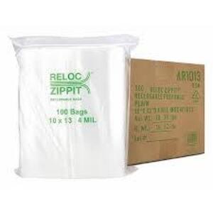 DESCRIPTION: (1) BOX OF (1000) RECLOSABLE POLY BAGS BRAND/MODEL: RELOC ZIPPIT INFORMATION: CLEAR RETAIL$: 130.38 EA SIZE: 31 LBS QTY: 1