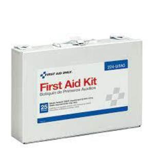 DESCRIPTION: (2) FIRST AID KIT BRAND/MODEL: FIRST AID ONLY #6XND3 INFORMATION: WHITE, METAL #224-U/FAO RETAIL$: 47.33 EA SIZE: 25 PERSON QTY: 2