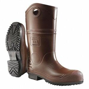 DESCRIPTION: (1) PAIR OF RUBBER BOOTS BRAND/MODEL: DUNLOP DURAPRO #34GA14 INFORMATION: BROWN RETAIL$: 70.91 EA SIZE: MENS 6 QTY: 1