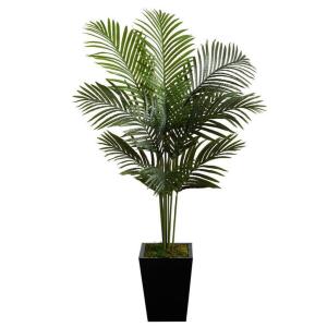 DESCRIPTION: (1) PARADISE PALM ARTIFICIAL TREE BRAND/MODEL: NEARLY NATURAL INFORMATION: BLACK METAL BOX PLANTER RETAIL$: 205.99 EA SIZE: 5' QTY: 1