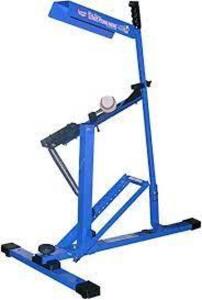 DESCRIPTION: (1) BLUE FLAME ULTIMATE PITCHING MACHINE BRAND/MODEL: LOUISVILLE SLUGGER INFORMATION: BLUE AND BLACK RETAIL$: 234 EA SIZE: UP TO 60 MPH Q