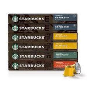 DESCRIPTION: NESPRESSO CUPS BRAND/MODEL: STARBUCKS INFORMATION: VARIETY RETAIL$: $40.00 EA SIZE: 60 CT QTY: 1