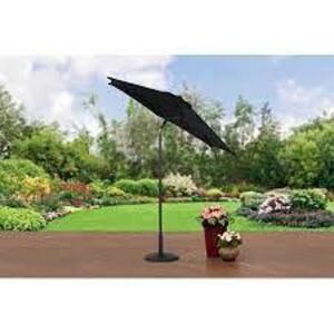 DESCRIPTION: (1) PUSH AND POP PATIO MARKET UMBRELLA BRAND/MODEL: MAINSTAYS INFORMATION: BLACK RETAIL$: $300.00 EA SIZE: 9 FT QTY: 1