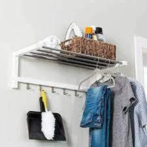 DESCRIPTION: (1) MULTI USE WALL SHELF BRAND/MODEL: CYPRESS INFORMATION: WHITE RETAIL$: $34.99 EA SIZE: 12.5 in deep x 9.7 in high x 30.7 QTY: 1