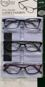 DESCRIPTION: (1) SET OF (3) FULL FRAME CLASSIC READING GLASSES BRAND/MODEL: FOSTER GRANT RETAIL$: $40.0 EA SIZE: PLUS 2.00 QTY: 1