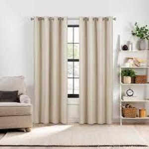 DESCRIPTION: (1) SET OF TOTAL BLACKOUT CURTAINS BRAND/MODEL: DRAFT STOPPER ECLIPSE INFORMATION: WHITE RETAIL$: $30.00 EA SIZE: 84X52 QTY: 1