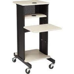 DESCRIPTION: (1) MULTI USE PRESENTATION CART BRAND/MODEL: OKLAHOMA SOUND #PRC200 INFORMATION: WHITE AND BLACK RETAIL$: $374.78 EA QTY: 1