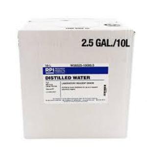 DESCRIPTION: (1) BOX OF LAB GRADE DISTILLED WATER BRAND/MODEL: RPI #W20525-10000.0 RETAIL$: $45.93 EA SIZE: 10L QTY: 2