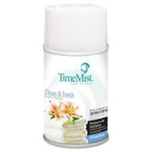 DESCRIPTION: (6) METERED AIR FRESHENER REFILL CAN BRAND/MODEL: TIMEMIST PREMIUM INFORMATION: CLEAN AND FRESH SCENT RETAIL$: $40.00 TOTAL SIZE: 30 DAYS