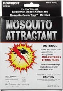 DESCRIPTION: (3) MOSQUITO ATTRACTANT CARTRIDGES BRAND/MODEL: FLOWTRON #MA-100 RETAIL$: $13.02 EA SIZE: 1660 MG QTY: 3