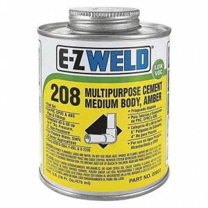 DESCRIPTION: (4) AMBER SOLVENT CEMENT BRAND/MODEL: EZ WELD 208 #5E533 RETAIL$: $8.40 EA SIZE: 16 OZ QTY: 4