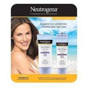 DESCRIPTION: (1) PACK OF (2) SUNSCREEN BRAND/MODEL: NEUTROGENA ULTRA SHEER RETAIL$: $20.00 EA SIZE: 5FL OZ 8 FL OZ QTY: 1