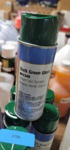 DESCRIPTION: (6) GLOSS SPRAY PAINT BRAND/MODEL: CLASS 3 SOLUTIONS BD1345 INFORMATION: DARK GREEN RETAIL$: $8.48 EA SIZE: 12 OZ QTY: 6