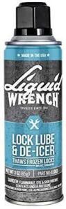 DESCRIPTION: (6) LOCK LUBRICANT AND DE-ICER BRAND/MODEL: LIQUID WRENCH # LLDO3 RETAIL$: $27.99 TOAL SIZE: 3 OZ QTY: 6