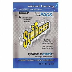 DESCRIPTION: (1) BOX OF (50) SINGLE SERVE SPORTS DRINK CONCENTRATE POWDER BRAND/MODEL: SQWINCHER FAST PACK #10U594 INFORMATION: MIXED BERRY RETAIL$: $