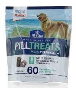 DESCRIPTION: (1) PILL TREATS ADV FORMULA BRAND/MODEL: VET WORKS INFORMATION: CHICKEN FLAVORED RETAIL$: $20.00 EA SIZE: 60 CT QTY: 1