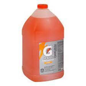 DESCRIPTION: (2) SPORTS DRINK MIX LIQUID CONCENTRATE BRAND/MODEL: GATORADE INFORMATION: ORANGE RETAIL$: $17.17 EA SIZE: 1 GALLON QTY: 2