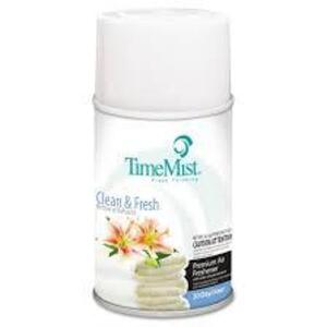 DESCRIPTION: (6) METERED AIR FRESHENER REFILL CAN BRAND/MODEL: TIMEMIST PREMIUM INFORMATION: CLEAN AND FRESH SCENT RETAIL$: $40.00 TOTAL SIZE: 30 DAYS