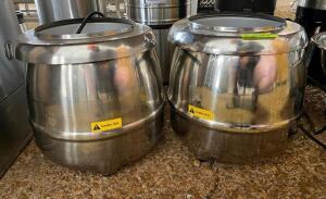 (2) STAINLESS WARMING CONTAINERS