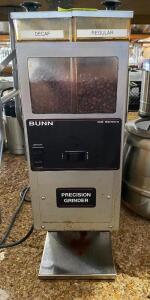 BUNN Stainless Portion Control Coffee Grinder With 2 Hoppers