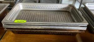 (7) FULL SIZE 4"DEEP SUPER PAN PERFORATED STEAM TABLE PANS