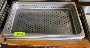 (6) FULL SIZE 4"DEEP SUPER PAN PERFORATED STEAM TABLE PANS