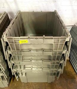 (4) LARGE STORAGE CRATES, PLASTIC