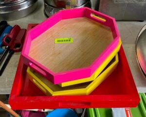 (4) ASSORTED WOODEN TRAYS