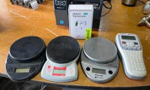 (3) DIGITAL SCALES, LABEL PRINTER, AND INFRARED THERMOMETER