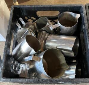 BIN OF STAINLESS CREAMERS