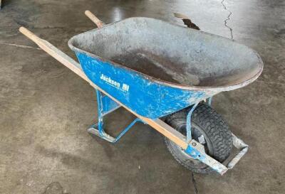 STEEL WHEELBARROW W/ WOODEN HANDLE