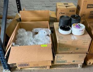 ASSORTED PAPER PRODUCTS AND FOOD CONTAINERS AS SHOWN