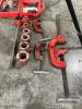 RIDGID PORTABLE TRISTAND CHAIN VICE W/ LT6-900A LEVEL TRANSIT & ASSORTED PIPE THREADING TOOLS - 9