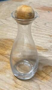 (10) GLASS BOTTLES WITH WOODEN STOPPER