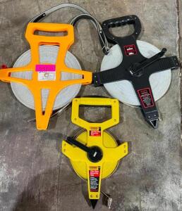 (3) ASSORTED FIBERGLASS MEASURING TAPE