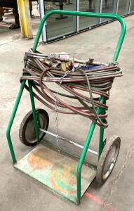 WELDING TANK CART W/ WELDING HOSE AND TORCH (SEE PHOTOS)