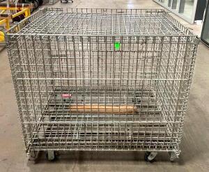 48" X 40" STEEL WIRE MESH CONTAINER ON CASTERS(4,000LB CAPACITY)