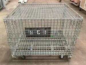 48" X 40" STEEL WIRE MESH CONTAINER ON CASTERS(4,000LB CAPACITY)