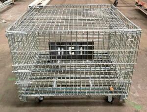 48" X 40" STEEL WIRE MESH CONTAINER ON CASTERS(4,000LB CAPACITY)