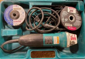 4-INCH ANGLE GRINDER WITH HARD SHELL CASE AND ADDITIONAL ACCESSORIES