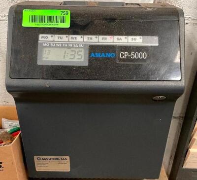 AMANO CP-5000 ELECTRIC TIME CLOCK W/ CARD TRAYS