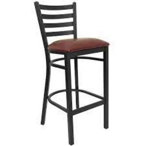 DESCRIPTION: (2) BAR STOOL WITH METAL LADDER BACK &VINYL SEAT BRAND/MODEL: KATOM #XU-DG-697B-BAR-GG INFORMATION: BLACK RETAIL$: 149.44 EA QTY: 2