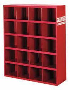 DESCRIPTION: (1) PIGEONHOLE BIN UNIT BRAND/MODEL: DURHAM MFG #49H240 INFORMATION: RED RETAIL$: 321.93 SIZE: 34X12X42 20 COMPARTMENTS QTY: 1