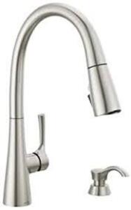 DESCRIPTION: (1) KITCHEN FAUCET WITH SOAP DISPENSER BRAND/MODEL: DELTA AUBURN #19835Z-SPSD-DST INFORMATION: STAINLESS RETAIL$: $250.00 EA SIZE: FITS 1