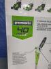 DESCRIPTION: (1) CORDLESS POLE SAWBRAND/MODEL: GREENWORKSINFORMATION: GREENRETAIL$: $199.99 SIZE: 40V 8"QTY: 1 - 2