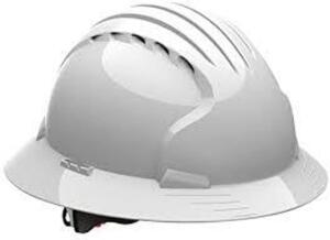 DESCRIPTION: (10) DELUXE FULL BRIM VENTED HARD HAT BRAND/MODEL: JSP EVOLUTION #280-EV6161-10 INFORMATION: WHITE RETAIL$: $21.59 EA SIZE: ONE SIZE FITS