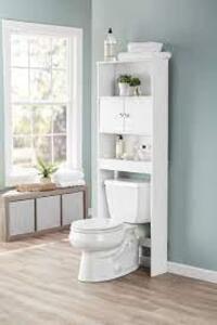 DESCRIPTION: (1) SPACE SAVER OVER THE TOILET STORAGE BRAND/MODEL: MAINSTAYS INFORMATION: WHITE RETAIL$: $40.00 EA SIZE: " QTY: 1